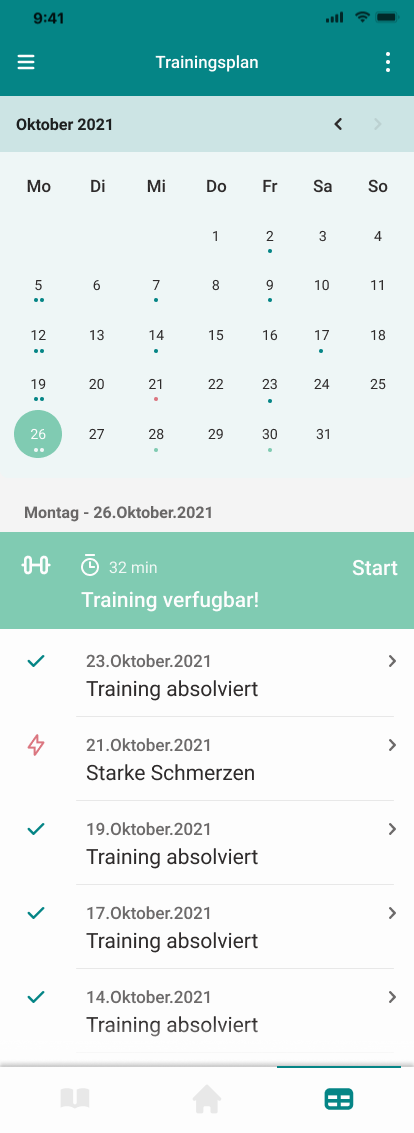 Training calendar